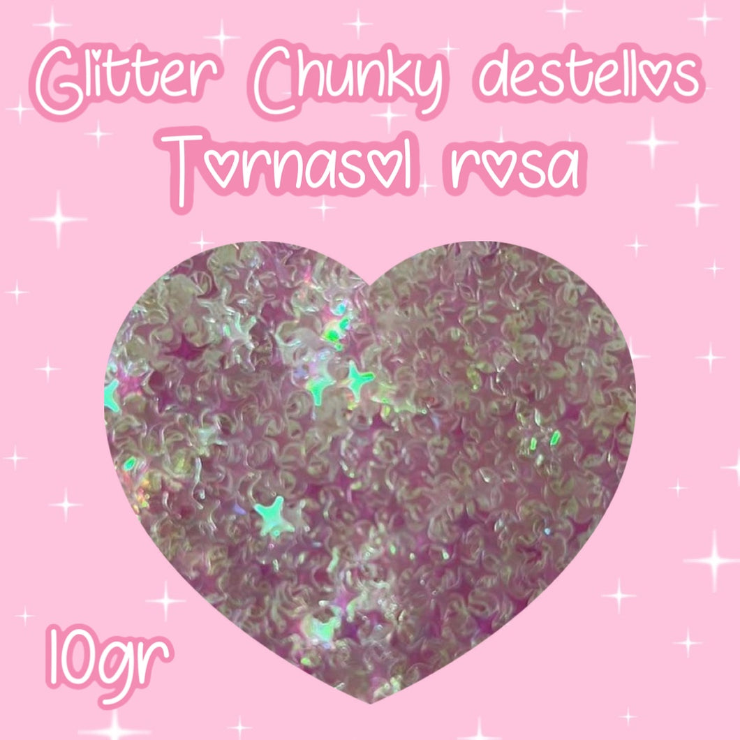 Glitter Chunky destellos tornasol rosa