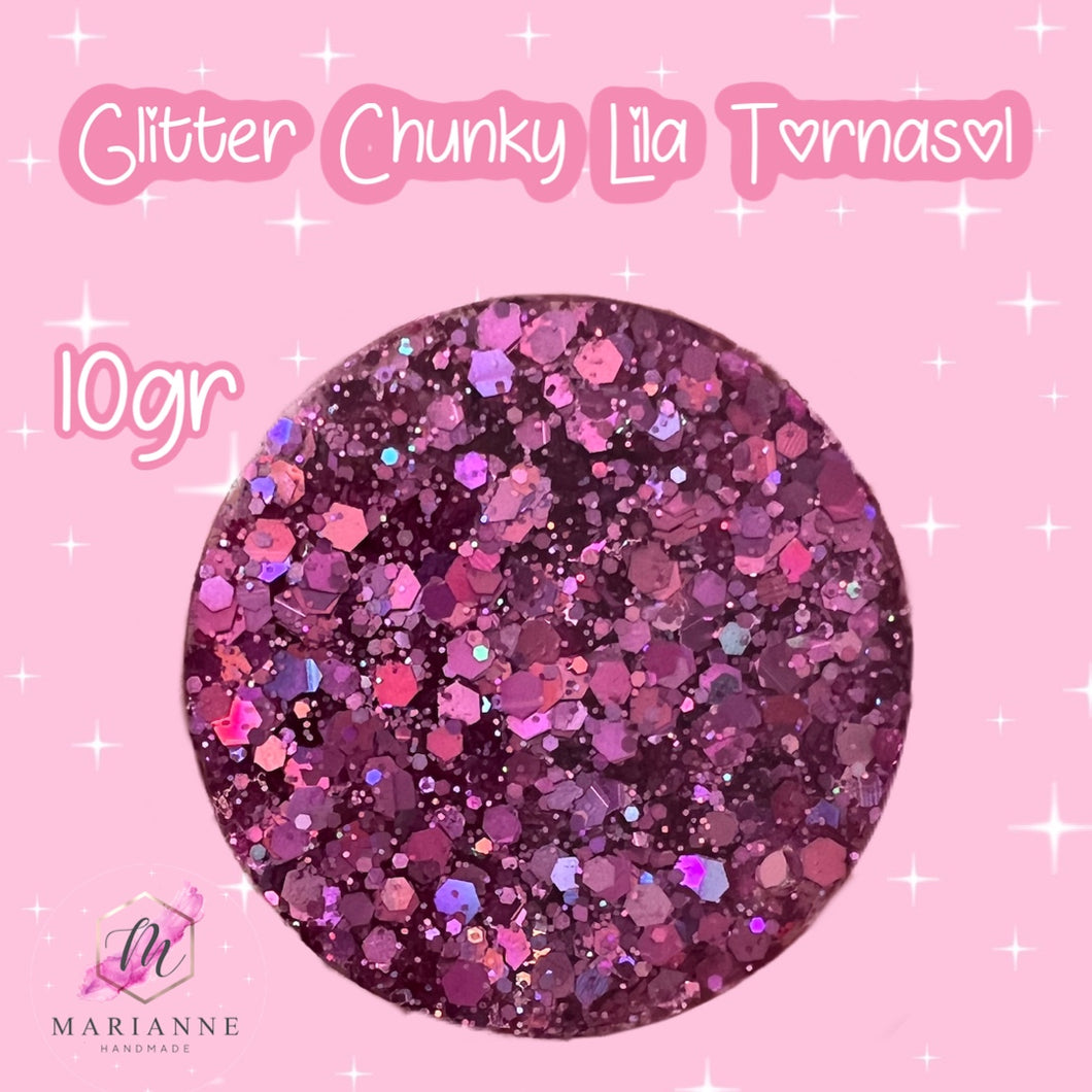 Glitter Chunky Lila Tornasol