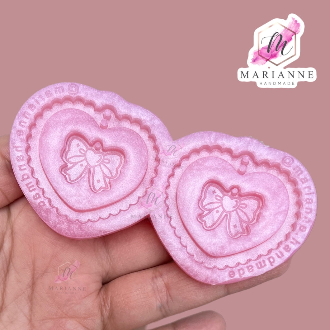 Molde Aretes corazón Moñito kawaii